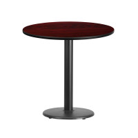 Flash Furniture XU-RD-30-MAHTB-TR18-GG 30" Round Mahogany Laminate Table Top with 18" Round Table Height Base